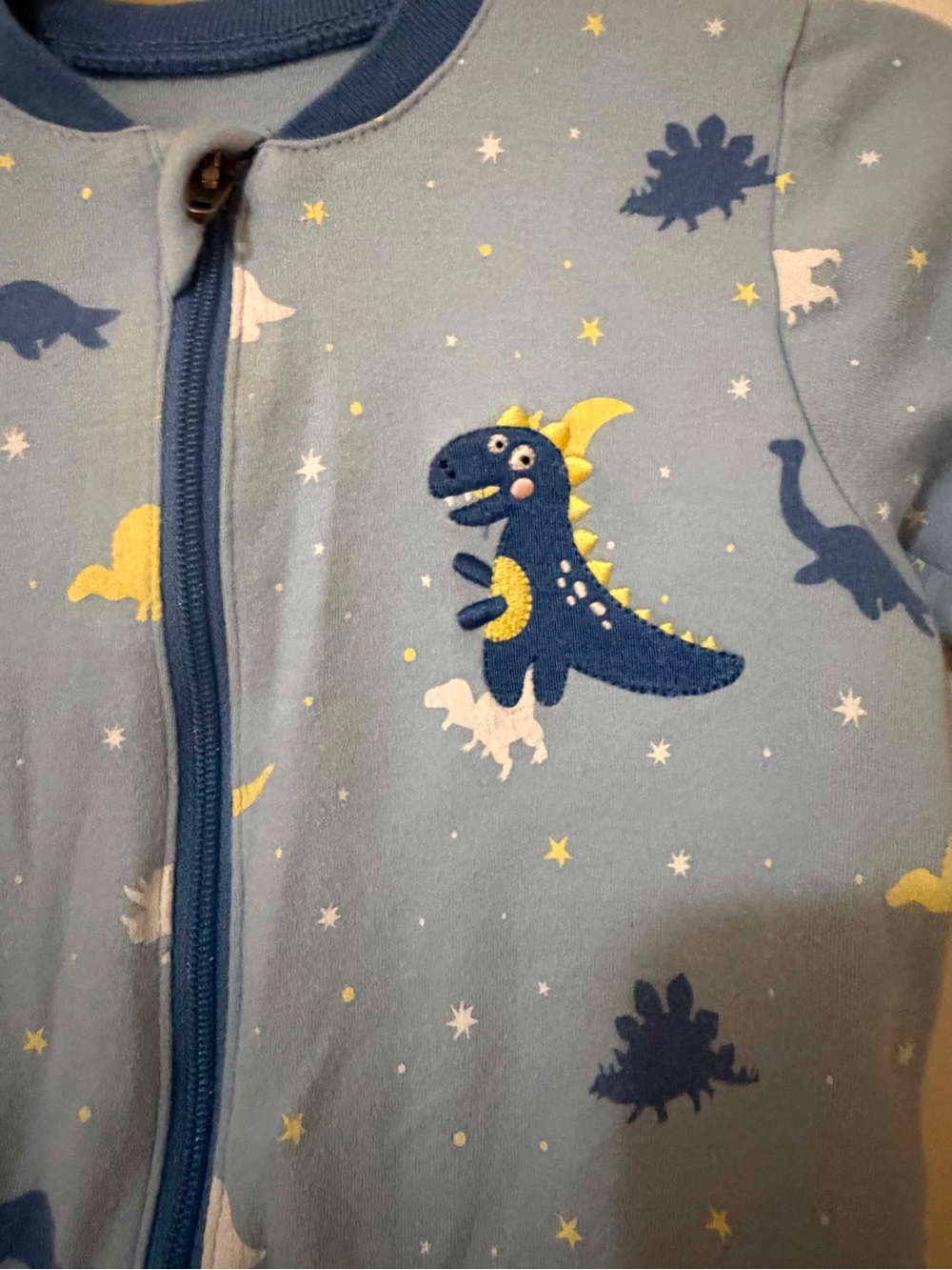 5/$30🍒Light Blue Dino Zip-Front Footies